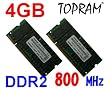 4GB (2GBx2) DDR2 800MHz PC2-6400 Dual Channel SODIMM Memory Kit by TOPRAM