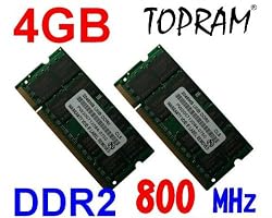 4GB (2GBx2) DDR2 800MHz PC2-6400 Dual Channel SODIMM Memory Kit by TOPRAM