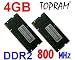 4GB (2GBx2) DDR2 800MHz PC2-6400 Dual Channel SODIMM Memory Kit by TOPRAM