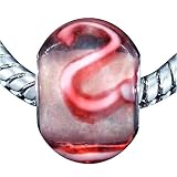 Pugster Clear With Pink Swirl Murano Glass European Bead