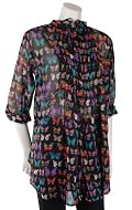 Long Sleeve Butterfly Print Blouse