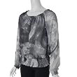 Loren D Banded Collar Smock Bottom Chiffon Blouse