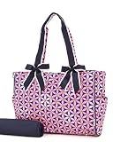 Medium Blevah Quilted Floral Bag (Navy/Pink)