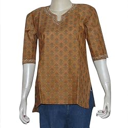 Silk Womens Top Kurti Traditional Clothing of India Embroidery Size S