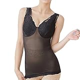 JCL カップ付きキャミソール バストアップ タンクトップ ボディシェイパー スタイルアップ インナー L ブラック