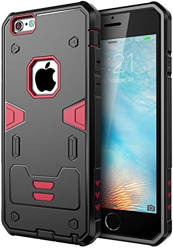 iPhone 6S Case,LAMYOO [Hybrid Armor Case] Apple iPhone 6S Case [Heavy Duty] [Dual Layer] Shock Proof Fully Protective Case for iPhone 6S / iPhone 6 (Red)
