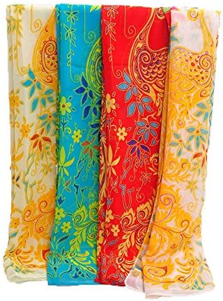 Aaron168 Peacock Printed Chiffon scarves (Blue)