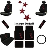 Nautical Navigation Red Stars Auto Accessories Interior Car Truck SUV Combo Kit Gift Set – 15PC