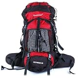 高容量　55L　登山パック　レッド a0576