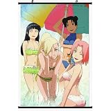 Home Decor Japanese Anime Naruto Sakura Hinata Tenten Fiber Fabyic Wall Scroll Painting 002 (DIY Supported)