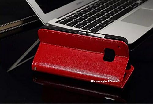 M9 Case, OrangePlus ® Wallect Case for HTC One M9, Premium Leather Case with Stand,ID &amp; Credit Card Pockets Flip Cover HTC One M9 Leather (Red)