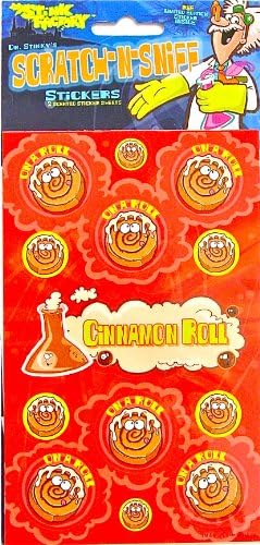 Dr Stinky's CINNAMON ROLL Scratch-and-Sniff Stickers, 4 packs of 2 sheets 4 x 6 3/4, 26 stickers