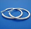 Hoop Earrings with Clear CZ - Stainless Steel - 55 mm Hoop Earrings with Clear CZ - Stainless Steel - 55 mm