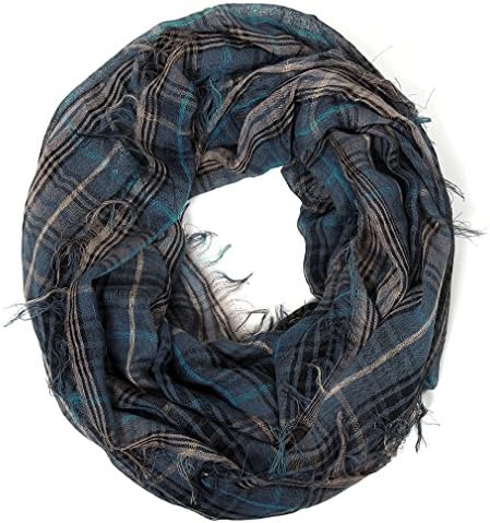 Scarfand's Mixed Infinity Brick Scarf (Tartan Blue)