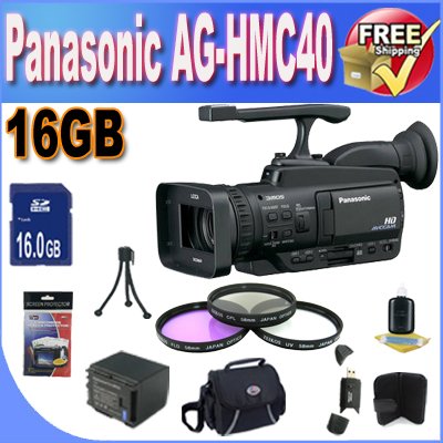 Panasonic Professional AG-HMC40 AVCHD Camcorder with 10.6 MP Still and 12x Optical Zoom w/16GB SDHC Memory + Extended Life Battery + 3 Piece Filter Kit + USB Card Reader + Memory Card Wallet + Deluxe Case w/Strap + Accessory Saver Bundle! Panasonic Professional AG-HMC40 AVCHD Camcorder with 10.6 MP Still and 12x Optical Zoom w/16GB SDHC Memory + Extended Life Battery + 3 Piece Filter Kit + USB Card Reader + Memory Card Wallet + Deluxe Case w/Strap + Accessory Saver Bundle!