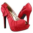 Sexy! Red Satin Peep-toe Bows Platform Heels Womens
