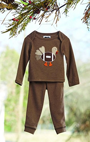 Mud Pie Baby Boys Pajama 2-Pc Set Football Turkey Applique