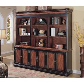 Two-Tone Finish Library Wall Suite Storage Cabinet Bookcase by visiondecor Furniture