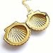 MosBug Mermaid Valentine Necklace, Gold Tone Brass, Little Shell Locket, Nautical Jewelry