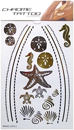 Tattoo Gold Silver Black Metallic Temporary Sea Jewelry Tattoo (1 Sheet)