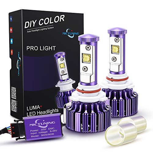 MICTUNING [LUMA+] 9005, HB3 Cree LED Headlight Bulbs – 60W 6,000Lm White(6,000K)/Amber(3,000K) Plug & Play Conversion Kit (Pack of 2)