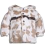 Le Top Giddy Up Cream Spotted Plush Hooded Jacket with Fringe, Cream, 3 Months