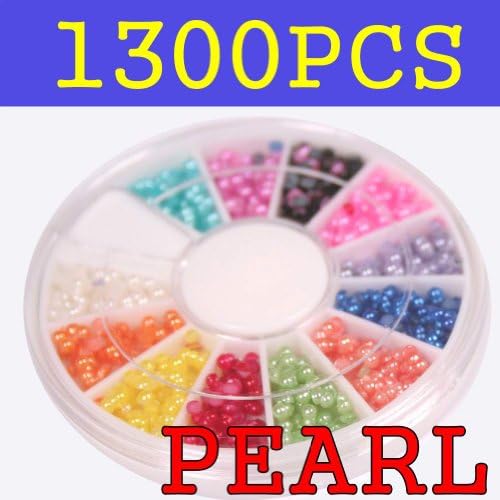 Sanven 1300Pcs 12 Color Half Baby Pearls Nail Decoration Wheel 3D Design Professional Nail Salon by Sanven