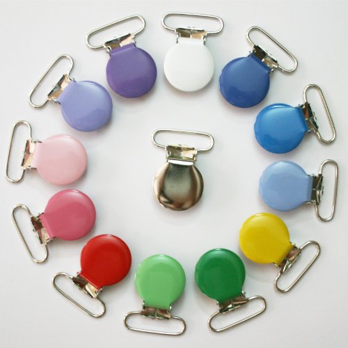 5 Yellow Round 1 Inch Enamel Suspender Passy Binky Pacifier Mitten Clips