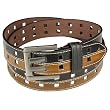Double Square Holes Stitched Wide Belt - Black & Brown