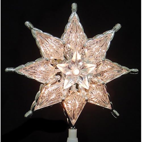 lighted clear mosiac star christmas tree topper