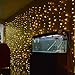 Nofonda 300led Window Curtain Icicle Lights String Fairy Light Wedding Party Home Garden Decorations 3m*3m (Warm White)