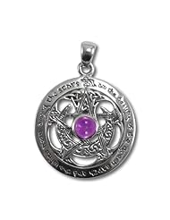 Sterling Silver Large Cut Out Moon Pentacle Pentagram Pendant with Amethyst by Dryad Design