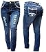 E-LINE WOMANS PLUS SIZE BLUE Denim 1826 JEANS Skinny LEG Ripped Distressed Pants
