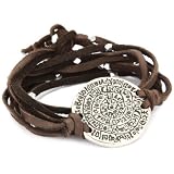 Ettika Brown Leather Wrap Bracelet Silver Colo