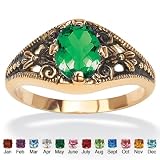 Sim. Birthstone Antiqued Ring