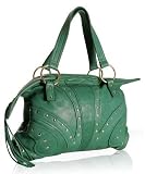 Bulga kelly green leather 'Janet' studded bag