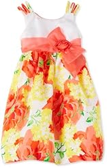 Girls Floral Print Organza/Polyester/Silk/Shantung   Dress With a Bow(s) and a Sash 