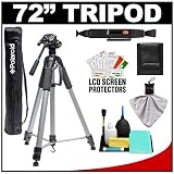 Polaroid 72″ Photo/Video Professional Tripod with Case (Silver) with Cleaning Accessory Kit