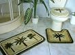 3 Pieces Tropical Green Palm Tree Bathroom/bath Mat Rug Set