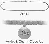 Sterling Silver Round LIVE Charm Box Style Anklet