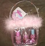Hello Kitty Snow Globe Lipgloss with Nail Polish and Feather Trimmed Bag