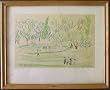 Villa Burghese, Rome, Original 1950's Crayon on Paper Drawing By Carmel Artist Victor Di Gesu - Framed Artwork