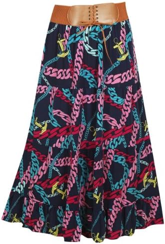 Plus Size Blue Belted Maxi Skirt --Size: 2x Color: Blue