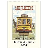 Travel America Cavallini 2009 Vintage Prints Wall Calendar 13 by 19 inches cream laid paper finish