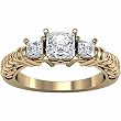 14K Yellow Gold Diamond Three-Stone Engagement Ring - 0.80 Ct.