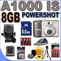 Canon Powershot A1000 IS (2668B001) 10MP 4x Optical Zoom Digital Camera (Brown) 8GB BigVALUEInc Accessory Saver NiMH Bundle + MORE