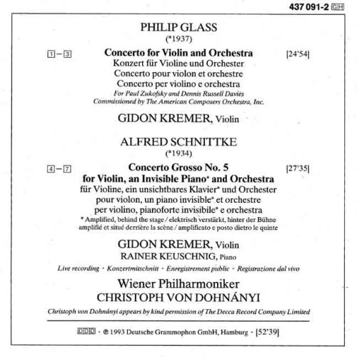 Cover image : Violin Concerto / Concerto Grosso No 5