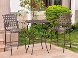 Santa Fe Iron Bar Bistro Set of Three (Matte Brown) (39"H x 30"W x 30"D)