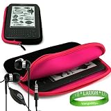 Amazon Kindle 3 ( Wifi Only , Wifi + 3G ) ( Latest Generation ) Accessories Kit: Black with Pink Carrying Sleeve With Extra Pocket + Kindle Earphones with Microphone + A Live*Laugh*Love Wrist Band!!!