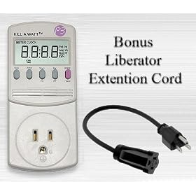 P3 International Kill A Watt Electricity Usage Monitor --- Empowers you to save $100's on electric bills! + Liberator 14" Extension Cord